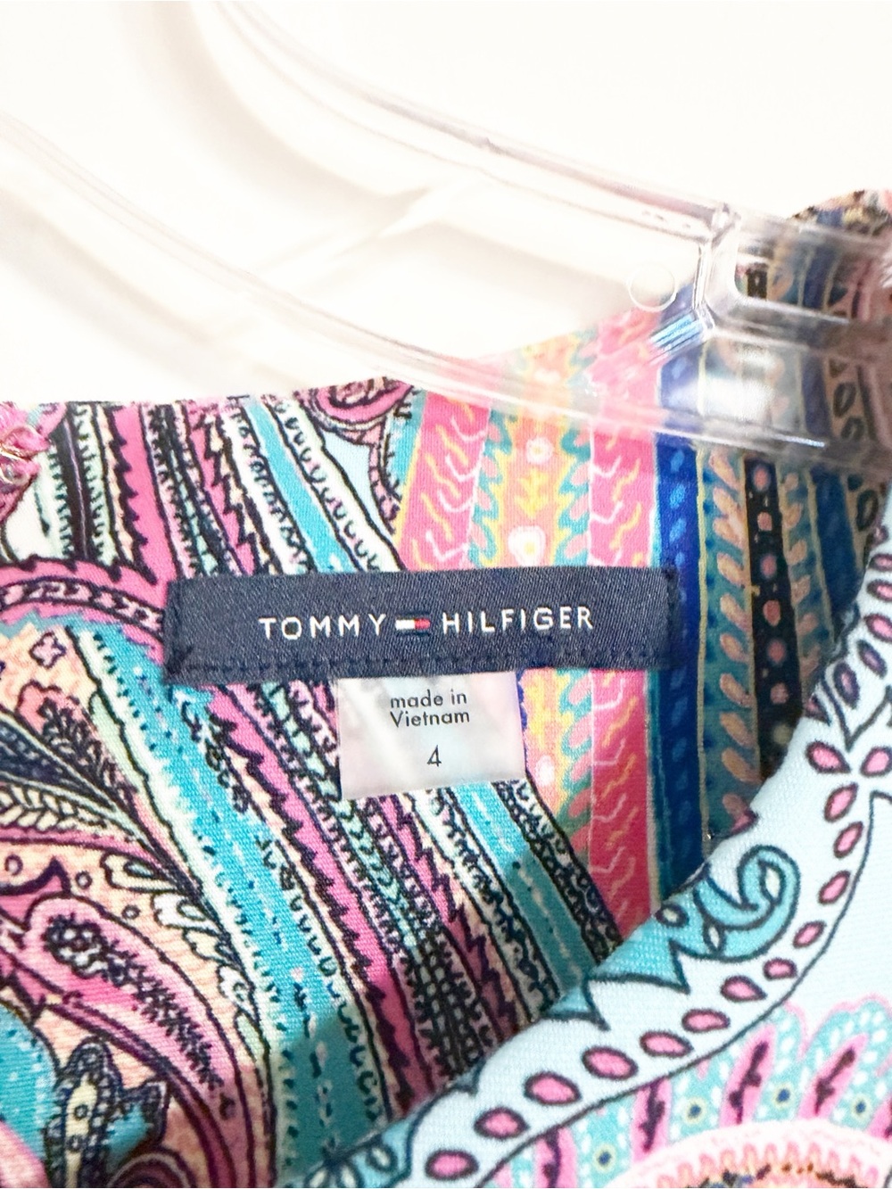 Tommy Hilfiger Pink Blue Paisley Sleeveless Stretch Sheath Dress - Size 4 - Picture 2 of 6